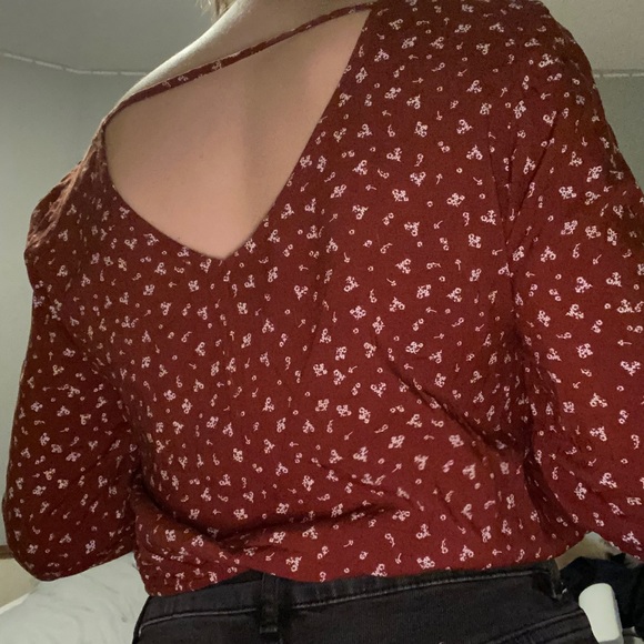 rustic brown open back boho long sleeve - Picture 2 of 2